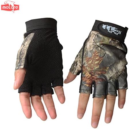 Molure 5 Cut Finger Fishing Hunting Gloves Anti-slip Breathable Camo Orange (Camo)
