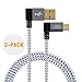 CableCreation 3Feet [2-Pack] 90 Degree USB 2.0 A to Micro USB B Cable, Double Angle-Dual Angled Micro USB Cable with Aluminium Case,1Meter, Space Gray