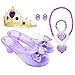 Princess Accessory Dress Up Set,Shoes Necklace Earrings and Tiara Set,Fashion Beauty Set for Girls (Pur)