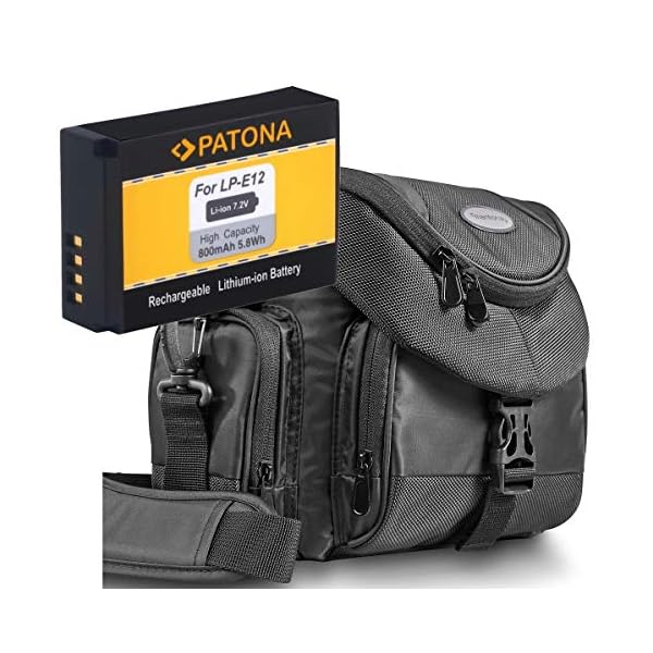 Kit Mantona Premium System Kameratasche mit PATONA Ersatz für Akku Canon LP-E12 - Für EOS 100D