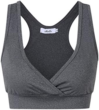 MissQee Maternity Bra/Nursing Bra Women's Super Soft Cotton Wireless Nursing Bra for Breast Feeding Gray S