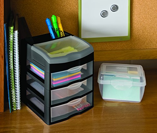Sterilite 20639004 3 Drawer Desktop Unit Black Frame With
