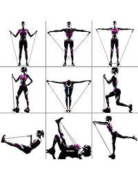 Juego de bandas de resistencia para fitness, 5 unidades apilables de látex, 8 tipos de tubo de resistencia de látex, correas de tobillo, anclaje de puerta, asas y bolsa de transporte para entrenamiento de resistencia, entrenamientos en el hogar, yoga, pil