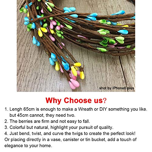 10 Strips 25.5inch/2.13ft Artificial Pastel Pip Berry Sprays Pip Berry Picks Stems for Farmhouse Style Floral Decorations Crafts Floral Arrangement Wreath Making Wedding Bridle Bouquet Decor