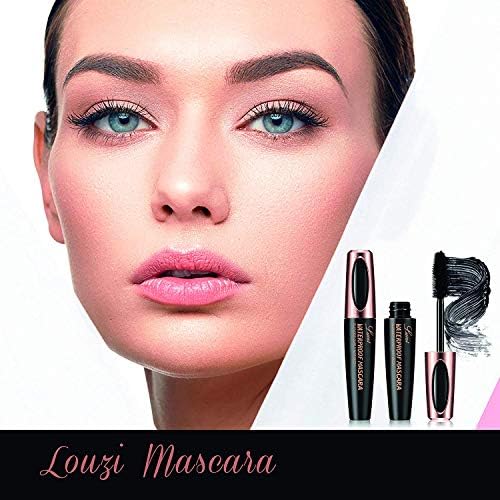 4D Silk Fiber Lash Mascara, Fiber Lash Mascara Waterproof, Thicker, Voluminous Eyelashes, Dramatic Extension, Smudge-proof, Natural Fiber Mascara, Long-Lasting