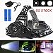 20000 Lumens LED Headlamp Flashlight Waterproof Rechargeable Zoomable Adjustable Focus Headlight Camping Hiking Hunting Running Working Sports 3 Switch Mode high/low/strobe 2 Batteries/Charger (Black)