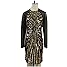 Women's Plus-Size Diamond Pattern Gauze Sequined Bodycon Cocktail Dress, Gold B, 3X