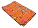 colors of rajasthan Indian Kantha Blanket, Bed Cover, King Kantha Bedspread, Bohemian Bedding Kantha Hippie Quilts (Orange)