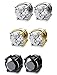 LOYALLOOK 3 Pairs Mens Womens Stainless Steel Non-piercing Magnetic Stud Earrings CZ 6mm