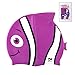 Kids Swim Cap, Fun Design [Silicone] Boys Swim Hats Animal Fish Shaped [Girls Swimming Hats] for Kids (Purple)