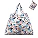 KINGMAS Reusable Grocery Bags, Eco-Friendly Folding Tote Shopping Bag fits in Pocket, Washable Waterproof Nylon Pouch Bags (2 Pack (Cat))
