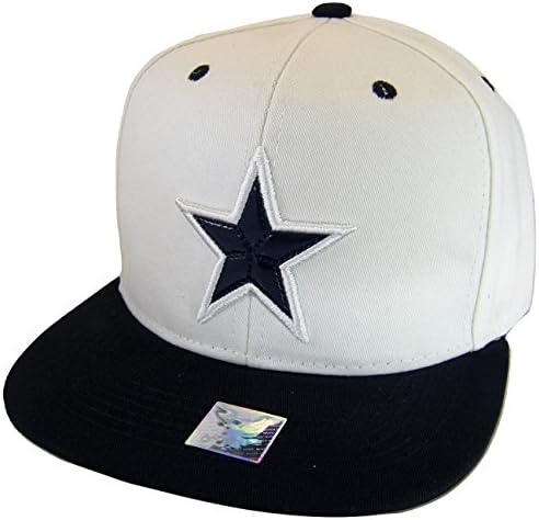 Real Cotton Headwear Texas Large Star Cotton Adjustable Snapback Baseball Cap (White/Navy)