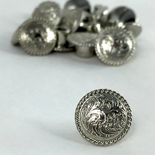 Springfield Leather Company Nickel Plate Decorative Floral Rope Edge Screw Post/Concho 10pk