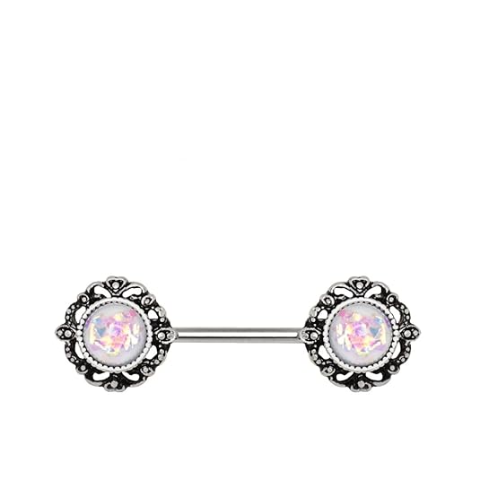 Nippelring aus synthetischem Opal, Vintage, weiß