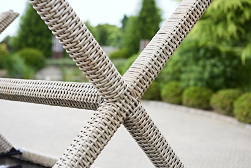 greemotion X-Tisch Menorca braun, Esstisch mit Spraystone-Tischplatte, Halbrundgeflecht aus robustem Polyethylen… – Bild 6