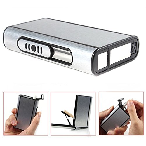 Aluminum Pocket Cigarette Case Automatic Ejection Holder Lighter Metal Box