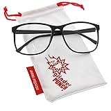 grinderPUNCH Black Large Nerdy Thin Plastic Frame Clear Lens Eye Glasses Frame