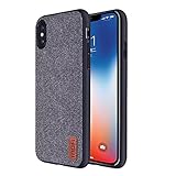 Mofi iPhone X Case Covers with Art Cloth & Soft TPU Edge and Full-Edge Protection Shock- Absorbing and with Great Grip Fully Compatible for iPhoneX(Gray)