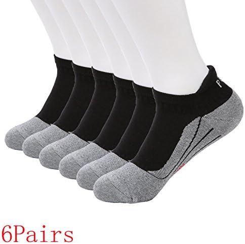 6Pack Mens Ankle Socks Low Cut Sock Cycling Running Hiking Gym Training Socks Black