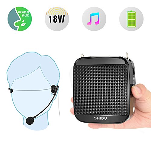 Portable Voice Amplifier SHIDU 18W S512 Personal Wired Microphone Headset and Speaker Mini Waistband Pa System for Teachers Coaches Elderly Singing Classroom Tours Fitness Instructors Kids