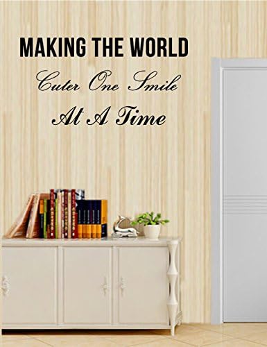 Making the world cuter one smile at a time vinyl wall art inspirational quotes and sayings home decor decal sticker size: 24'' x 13''