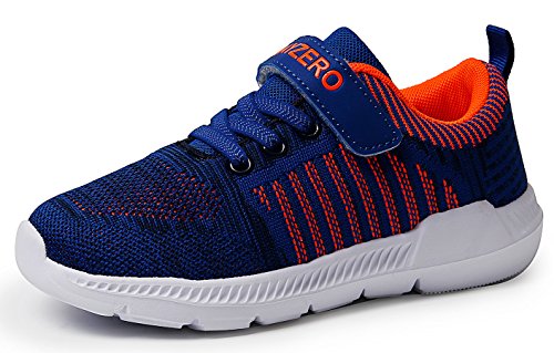 Vivay Boys Tennis Shoes Kids Sneakers Athletic Running Walking Sneakers for Little Kid and Big Kid(Blue Orange,Size 11 Little Kid)