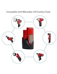 Tenhutt [2 unidades] M12 3000 mAh 12 V batería de iones de litio de repuesto para Milwaukee 12 V batería Xc 48   11   2420 48   11   2440 48   11   240 2 48   11   2411 48   11   2412 herramientas de cables