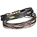FIBO STEEL Leather Bracelet for Men Braided Wrist Cuff Vintage, 2 Pcs a Set 8.5inches