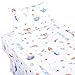 J-pinno Mermaid Fish Turtle Happy Playing Cute Twin 100% Cotton 3 Pieces Sheet Set for Kids Girls Children, Flat Sheet + Fitted Sheet + Pillowcase Bedding Decoration Gift Set