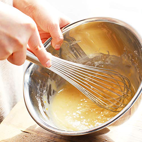 Stainless Steel Eggs Beater,10 inch/12 inch Food Mixer Beater Heavy Duty Hanging Hook,Beater Cream Bar Blender Stir Whisk Stainless Steel Household Manual Eggs(12 Inch)