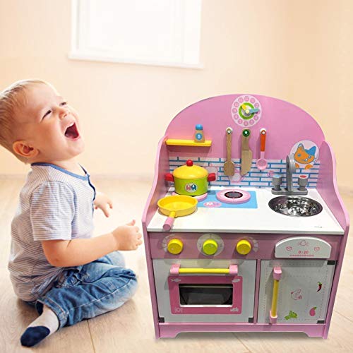 Buding Kinderküche Spielküche Zubehör Kitchen Kinderspielküche Küchenspielzeug Spielzeug Küche Aus Holz, Interaktives… – Bild 2