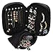 WODISON Zipper Carry-on Travel Jewelry Case Organizer with Removable Pouch Black