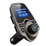 Nulaxy Bluetooth Car FM Transmitter Audio Adapter Receiver Wireless Handsfree Voltmeter Car Kit TF Card AUX USB 1.44 Display - KM19 Coffee
