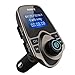 Nulaxy Bluetooth Car FM Transmitter Audio Adapter Receiver Wireless Handsfree Voltmeter Car Kit TF Card AUX USB 1.44 Display - KM19 Coffee