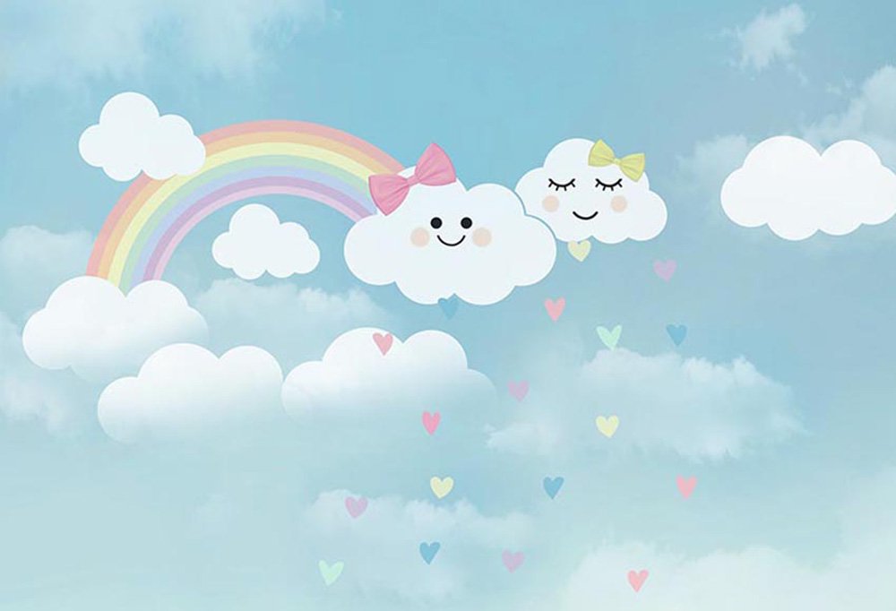1 8 X 1 5 M Diseno De Nube Blanca Con Arco Iris Fondo De Fotos Con Dibujos Animados Para Recien Nacido Mehofoto Para Decoracion De Fiestas De Cumpleanos Para Fotografia Accesorios Estudio De