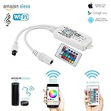 LED Strip Light Alexa RGB Controller WiFi Smart Home Voice Control with IR 24 Keys Remote Compatible on Android and IOS