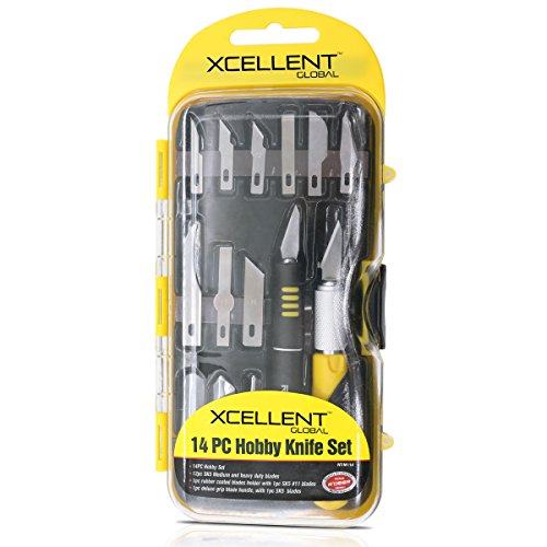 Xcellent Global Precision Craft Knife Set Craftsman Hobby Knife Set 14 Pieces HG203