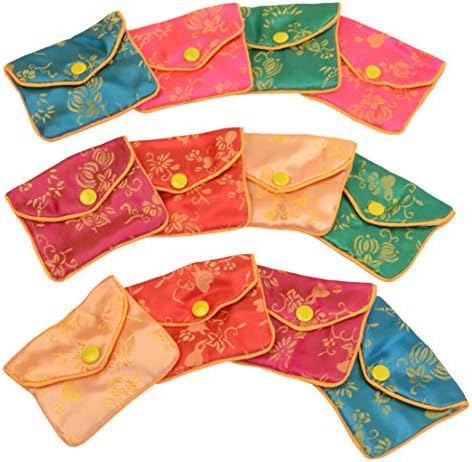 Silk Jewelry Chinese Pouch Bag Roll Assorted Colors (Without Zipper) 3" x 2-1/2" -- ONE DOZEN