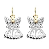 Silver Gold Two Tone Angel Dangle Earrings For Women Girls Christmas Gifts Alloy RareLove