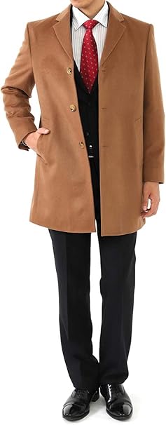 日本製 カシミヤ100 メンズチェスターコート ショート丈 キャメル コート ジャケット 通販 Amazon