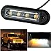 4-LED White & Amber Waterproof Emergency Beacon Flash Caution Strobe Light Bar 18 Different Flashing for Car SUV Pickup Truck Van (2PCS)