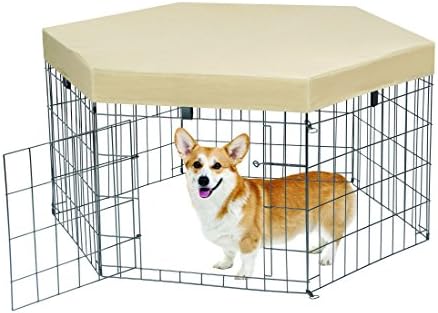 Metal Construction Indoor/Outdoor Fold Away Pet Pen With Removable Shade Cover