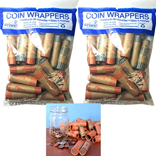 unbrandPreformed Assorted Coin Wrappers Tubes Nickels Quarters Dimes Pennies