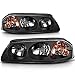 AUTOSAVER88 Headlight Assembly Compatible with 2000-2005 Chevy Impala Replacement Black Housing Amber Reflector Clear Lens