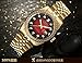 Gosasa Red Dial Synthetic Crystal Men's Gold Stainless Steel Band Automatic Mechanical Watches