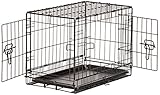 AmazonBasics Double-Door Folding Metal Dog Crate Cage - 13 x 16 x 22 Inches