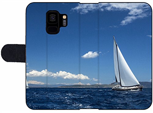 image for Liili Premium Samsung Galaxy S9 Flip Micro Fabric Wallet Case Sailing 