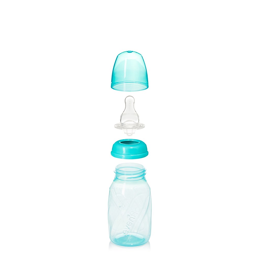 Evenflo Feeding Premium Proflo Vented Plus Polypropylene Baby, Newborn and Infant Bottles - Helps Reduce Colic - Teal/Green/Blue, 4 Ounce (Pack of 6) : Baby