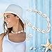 Puka Shell Necklace Choker - White Seashell Necklace Bracelet Set Handmade And Black Pooka Shell Necklace Choker with Pearl Hawaii Wakiki Beach for Summer