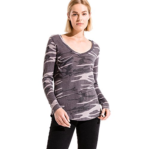 Z SUPPLY Women's The Camo Long Sleeve Tee, Camo Black, Medium